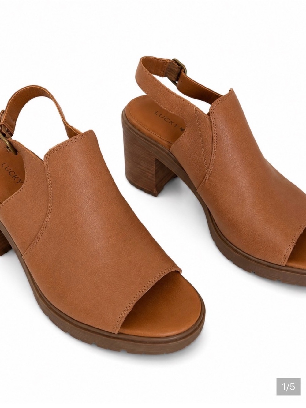 Lucky Brand Women's Tan Open-Toe Block Heel Sandals